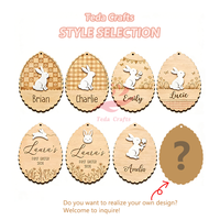 Étiquette personnalisée en bois pour panier de Pâques, motif lapin, pour enfants