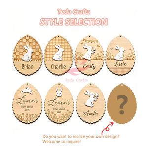 Etichetta Personalizzata in Legno per Cesto di Pasqua con Coniglietto per Bambini - Product Image 6