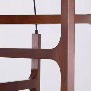 Lustre moderne en bois à 6 globes LED, luminaire suspendu à hauteur réglable <span class=keywords><strong>pour</strong></span> salon et salle à manger - Product Image 4