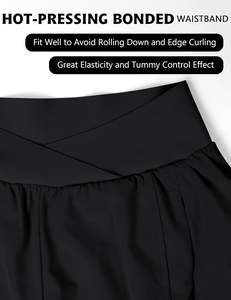 Pantalones cortos de gimnasio de cintura alta para mujer Pantalones cortos de entrenamiento atléticos transpirables e impermeables con bolsillos con cremallera - Product Image 4