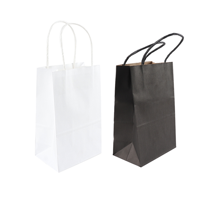 Factory Cheap Custom Kraft Singles Repack Paper Black White Gift Craft Paper Bag Take Away Bags with Handle