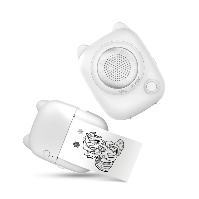 Portable Mini Photo Printer Inkless Thermal Black and White Label Sticker Box Wireless AI Smart for Kids
