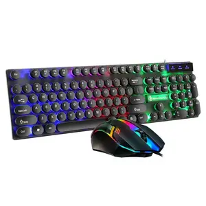 OEM Günstige Kit Teclado Y Maus Gamer Wired Klavye Rgb LED Hintergrund beleuchtung Kit Led Ergonomische E Sport Gaming Set Maus und Tastatur Combo