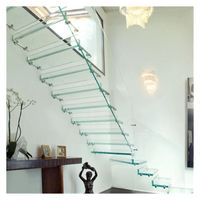 Accessoires d'escalier en verre fourniture d'usine prix de garde-corps d'escalier en verre intérieur escalier en verre léger LED