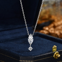 Collier exquis en argent S925 avec moissanite taille œil de cheval 1 carat pour femme, parfait pour le quotidien, les mariages et les fêtes