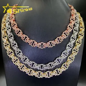 Hip Hop Jewelry Bling Iced Out 5A CZ Brass Cuban Chain Necklace Custom Men Women Cuban Chain Link