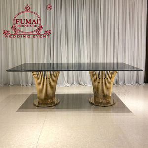 Table de mariage miroir noir de bonne qualité avec cadre en acier inoxydable table longue pour banquet de mariage - Product Image 5