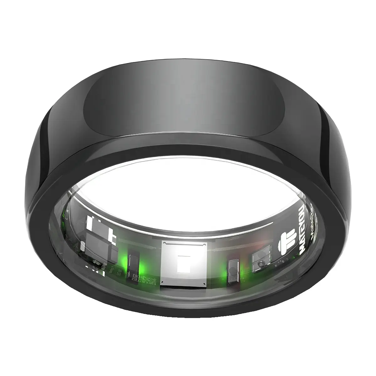 Advanced Wearable Device Black Titanium Smart Ring Wireless Charging Monitoring Physical Conditions Data from Your Finger