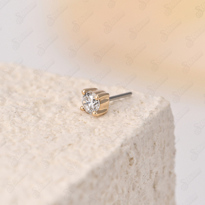 Gioiello Superstar in Oro Massiccio 14K con Zircone Bianco Senza Filettatura, Classico per Fidanzamento, Matrimonio, Regalo, Piercing Fine - Product Image 3