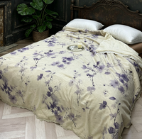 Couette d'été respirante moderne - Motif petites fleurs violettes 200x230cm pour literie domestique