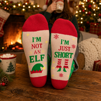 Chaussettes de Noël fantaisie en tricot, motif elfe, cadeau de Noël, chaussettes unisexe rouges et vertes pour l'hiver, vente en gros, personnalisables