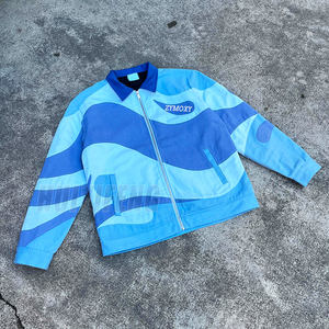 Kustom <span class=keywords><strong>pink</strong></span> kualitas tinggi bekerja ritsleting jaket untuk pria memotong dan menjahit Streetwear Twill jaket kerja Unisex - Product Image 2