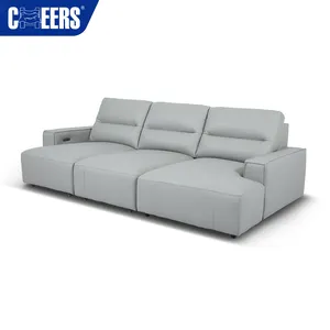 MANWAH Sofa elektrik desain Eropa, tempat tidur Sofa kulit pintar hemat ruang, 3 kursi lipat untuk ruang tamu, Set furnitur