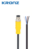 Connecteur pré-moulé mâle KRONZ M12 à 5 broches, câble PVC jaune non blindé, IP67, connecteur circulaire aéronautique pour capteurs