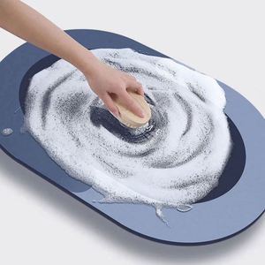 Tapis de salle de bain ovale en diatomite réversible, résistant aux taches, antidérapant, absorbant l'eau, tapis de sol pour la maison - Product Image 4