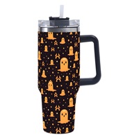 Vente en gros de gobelets à glace de grande taille de 40 oz avec design personnalisé pour Halloween et Noël, impression 3D créative, poignée, gobelets de voyage