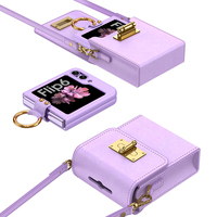 Nouveau Mini PC + Étui de téléphone à bandoulière en cuir pour Z Flip 3/4, protection d'écran étanche antichoc, tendance, luxe pur