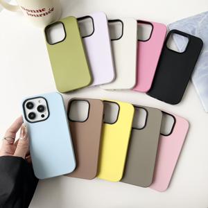 Carino guscio di gelatina Color caramella 2 in 1 semplice custodia per telefono per <span class=keywords><strong>iPhone</strong></span> <span class=keywords><strong>11</strong></span> 12 13 14 15 Pro Max <span class=keywords><strong>Cover</strong></span> di protezione <span class=keywords><strong>completa</strong></span> antiurto - Product Image 1