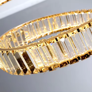 Zeal Lighting moderno anillo de círculo de cristal dorado colgante LED Luz lineal para hotel en casa - Product Image 4