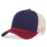 Casquette de camionneur personnalisée avec logo, respirante, à visière incurvée, 5 panneaux, en maille, personnalisable OEM