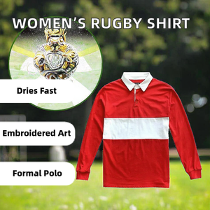 Chemise de rugby OEM pour homme à manches courtes, coupe ajustée, 100 % coton, avec col, boutons contrastants, broderie unie, séchage rapide, formelle - Product Image 2
