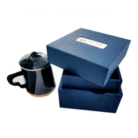 Boîte cadeau haut de gamme personnalisée en carton ondulé deux pièces avec fenêtre et insert en mousse pour tasses