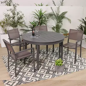 Wholesale Price Good Quality Patio Aluminum Frame Outdoor Round Extending Table Sets