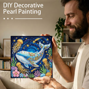 Kit de peinture perlée 5D DIY LS, peinture de papillons sur <span class=keywords><strong>toile</strong></span>, perles rondes demi-perles, ensemble de peinture artisanale <span class=keywords><strong>avec</strong></span> cadre - Product Image 6