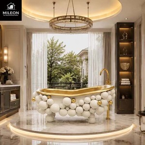 Vasca da <span class=keywords><strong>Bagno</strong></span> Freestanding di Lusso Nera e Oro <span class=keywords><strong>con</strong></span> Design a Bolle, Vasca da <span class=keywords><strong>Bagno</strong></span> Artistica per Ville e Hotel - Product Image 3