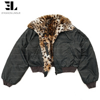 Veste bomber réversible en fausse fourrure léopard LARSUR Custom Factory, veste tactique utilitaire courte, veste de pilote en nylon satiné MA 1 MA-1