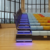 Système de gradins télescopiques électriques avec éclairage LED, gradins rétractables pour gymnase intérieur, bancs personnalisables en taille et couleur, gradins de stade