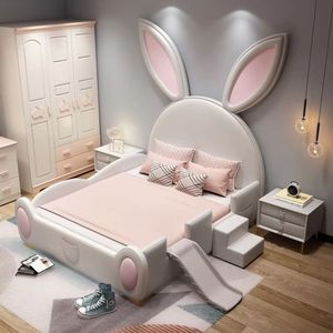 Traumhaftes Hasen-Kinderbett: Neues Prinzessinnen-Stil-Bett mit niedlichem Cartoon, Einzelschublade und Stauraum für Mädchenschlafzimmer - Product Image 3