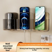 Support de téléphone adhésif en ABS mural sans perçage pour chevet et bureau, idéal pour les étudiants