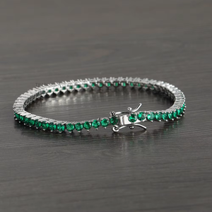 3Mm Three-claw Emerald Zircon Tennis <b>Bracelet</b>, <b>Copper</b> With Zircon Tanjing Fashion Lijing Necklace - Product Image 3