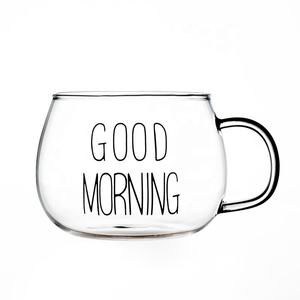 Taza de vidrio transparente personalizada de fábrica Taza de vidrio de café de jugo de leche de desayuno de alto borosilicato de gran capacidad - Product Image 3