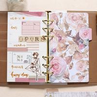 Adorable organiseur de classement A5/A6 à 5 feuilles avec index, 6 trous, en cuir, pour carnet, agenda, accessoires de papeterie