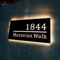 Enseigne murale personnalisée en acrylique et acier inoxydable avec logo d'entreprise 3D éclairé par LED, télécommandée, pour intérieur/extérieur, numéro de maison