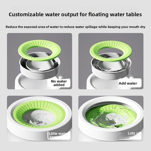 Bol à eau pour animaux de compagnie bicolore <span class=keywords><strong>blanc</strong></span> et vert, anti-déversement, avec anneau en silicone côtelé, étanche, flottant, pour chat et chien - Product Image 4