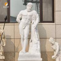 Estatua de Hércules de Mármol de Tamaño Real MILY, Escultura Griega Antigua Tallada a Mano para Jardín o Villa al Aire Libre