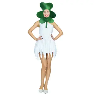 Kostum karnaval hari Irlandia, pertunjukan panggung, gambar Digital daun hijau
