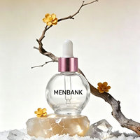 Flacon compte-gouttes en verre transparent rond pour sérum cosmétique, huile essentielle, avec bouchon compte-gouttes en métal pour l'emballage des soins de la peau
