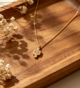 Collar de Cactus de Acero Inoxidable, Chapado en Oro de 18K, Delicado Collar con Colgante de Cactus <span class=keywords><strong>Saguaro</strong></span>, Cadena Minimalista para Clavícula para <span class=keywords><strong>Mujer</strong></span> - Product Image 1