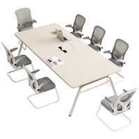 Table de conférence en bois pour bureau, longue table de réunion pour discussion professionnelle multi-personnes