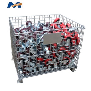 Depo depolama katlanabilir <span class=keywords><strong>Metal</strong></span> tozu kaplama tel Mesh palet depolama kafesi <span class=keywords><strong>Metal</strong></span> katlanır saklama kutusu tel örgü konteyner - Product Image 5
