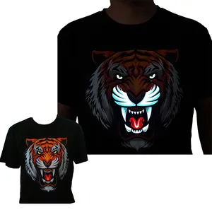 High Quality Soft Flexible LED T-Shirt Cotton Halloween Light-Up Hoodie with Flash Function for Festivals