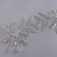 Nouvelle garniture en dentelle blanche avec broderie à paillettes, garniture en dentelle à paillettes perlées