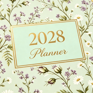 <span class=keywords><strong>Agenda</strong></span> spirale 2028 avec couverture florale et protège-coins dorés, format A5, organiseur annuel, carnet - Product Image 2