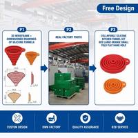 Ensemble d'entonnoirs de cuisine pliables en silicone, rouge (grande taille) et orange (petite taille), pliables à plat, avec trou de suspension, flexibles et moulés, outil de cuisine domestique