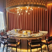Semi-cercle 7-8 Sièges Électrique/Gaz Marbre Teppanyaki Grill Table pour Restaurant Hôtel Resort