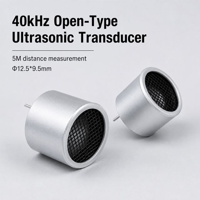 40 kHz Ultrasonic Transducer with Aluminium Housing; Open-type Distance Measurement Ultrasonic Sensor with a Range of 5 M